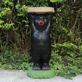 Black Bear Resin Statue Hand-painted Tray-top & Lifelike Detail Wildlife Decorative Outdoor Garden Side Table