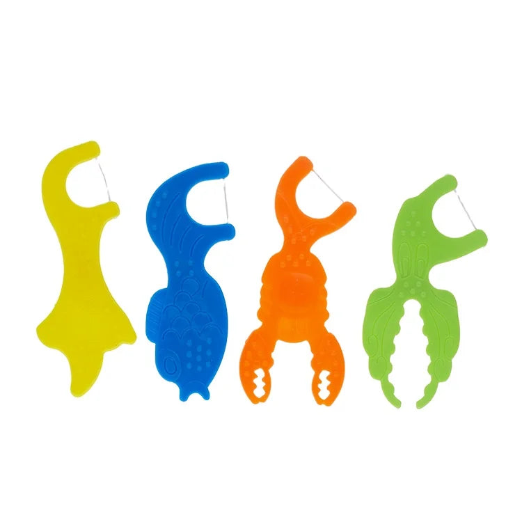 Kids Dental Floss Pick Animal Shape Handle Nylon Polypropylene Support Customize Material Flavor Package Charcoal Floss