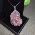 pink Amethyst Pendant Natural Crystal Copper Wire pink Amethyst Pendant for Decoration