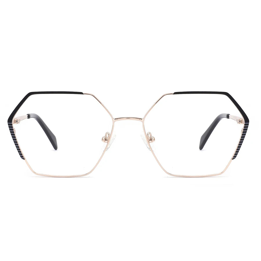 Direct Factory New Fashionable Female Metal Polygon Optic Prescription Spectacle Frames Women's Eyeglasses
