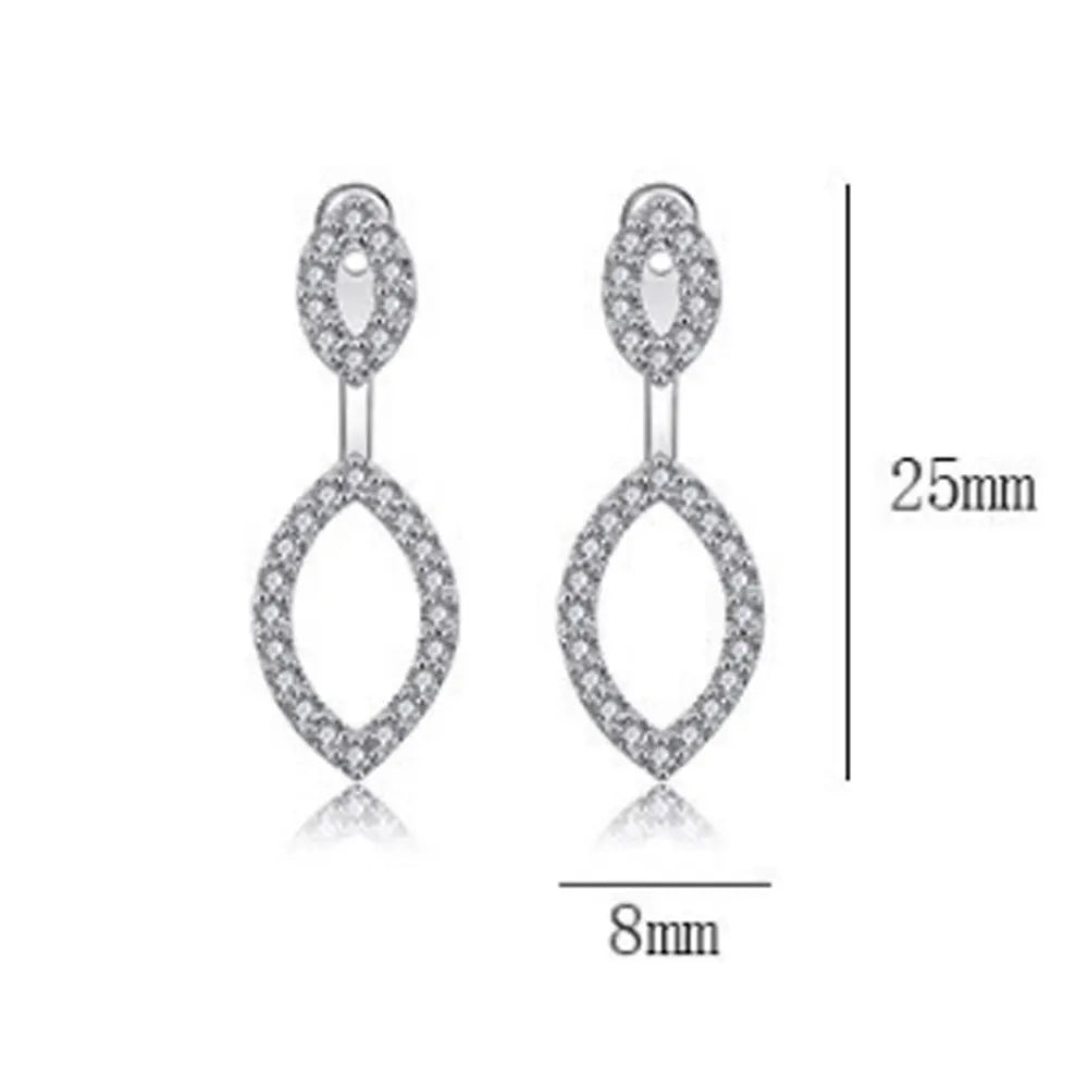 Korean Brass with Silver Plated Geometric Oval Dangle Drop Statement Earrings Women Popular Manufacturer Supplier