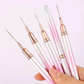 Gradient Pink Nail Art Liner Striping Brush Metal Handle Nail Drawing Pens UV Gel Polish Painting Nail Details Brush