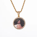 European and American Solid Photo Memory Round Photo Frame Pendant Necklace Copper