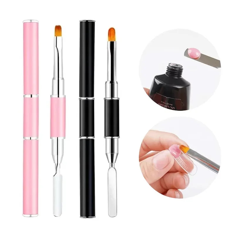 Nylon Double UV Nail Brush Dual-Ended Acrylic Tool for Nail Tips Extension Building Nail Art Pen
