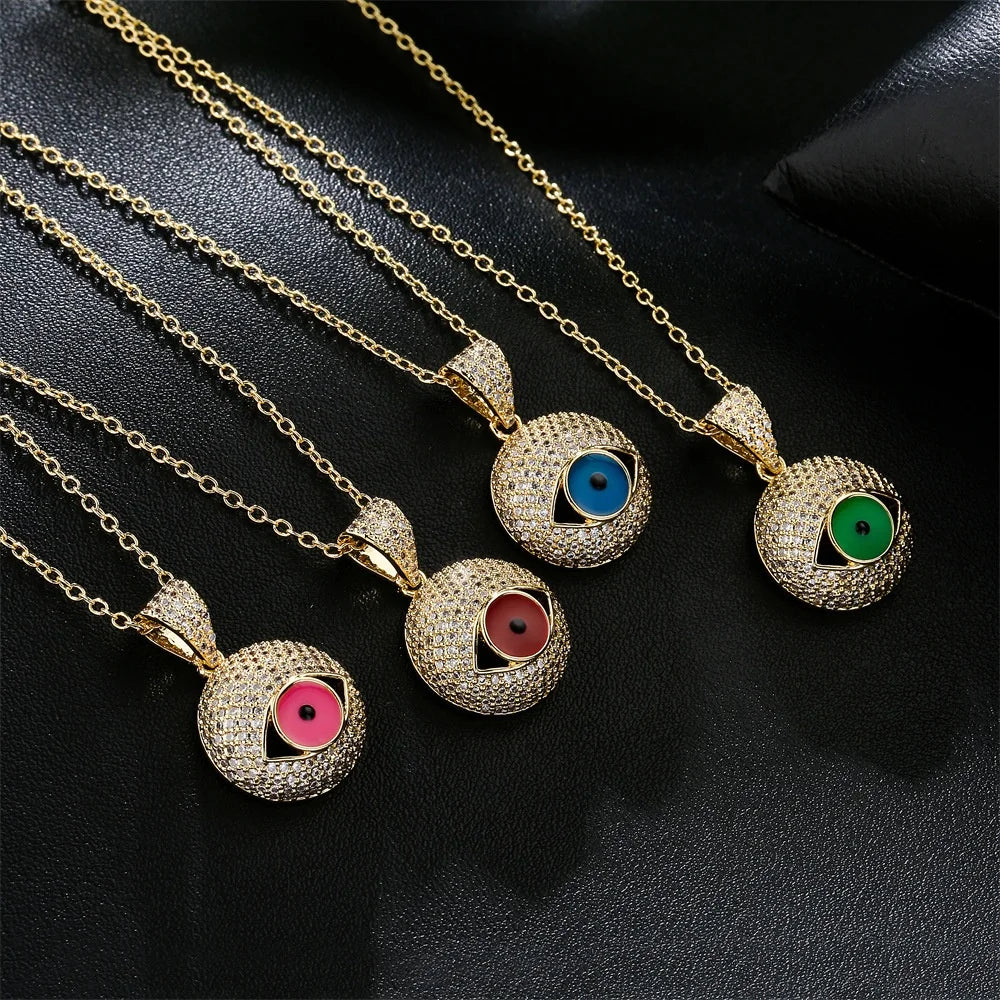 Fashionable Evil Eyes Charms Jewelry Accessories Geometric Shape Necklace Women'S Brass Pendant