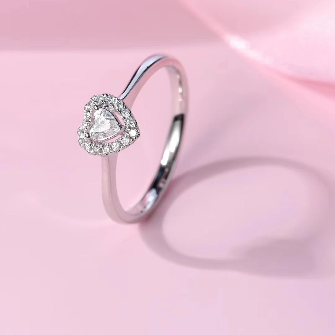 H&F Nature Custom 18K 14K Gold Fine Jewelry Diamond Rings in Heart Cut Shape Trendy Unisex Wedding & Engagement Ring for Parties