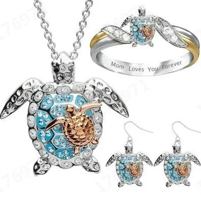 Turtle Earring Ring Necklace Set Hot Selling Jewelry Set European and American Fashion Luxury Trend Jewelry
