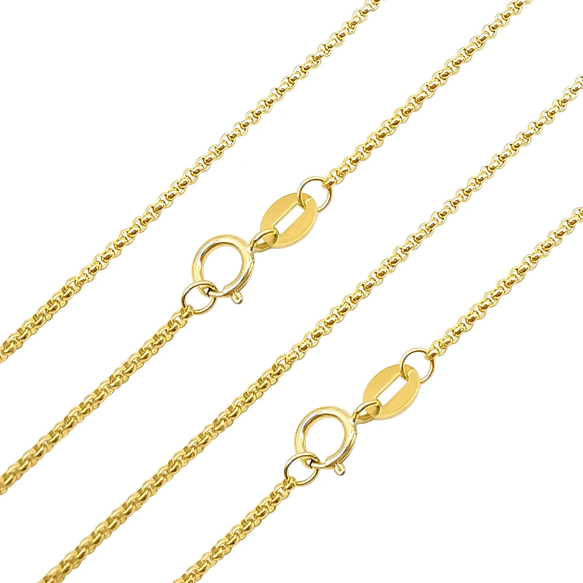 Wholesale 14k Solid Yellow Gold Rolo Chain Necklace DIY Round Link for Permanent Welded Jewelry