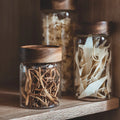 Fashionable Country Design Household Food-Grade Glass Storage Jar Wooden Lid Coffee Beans Whole Grains Tea Travel Kitchen Bottle