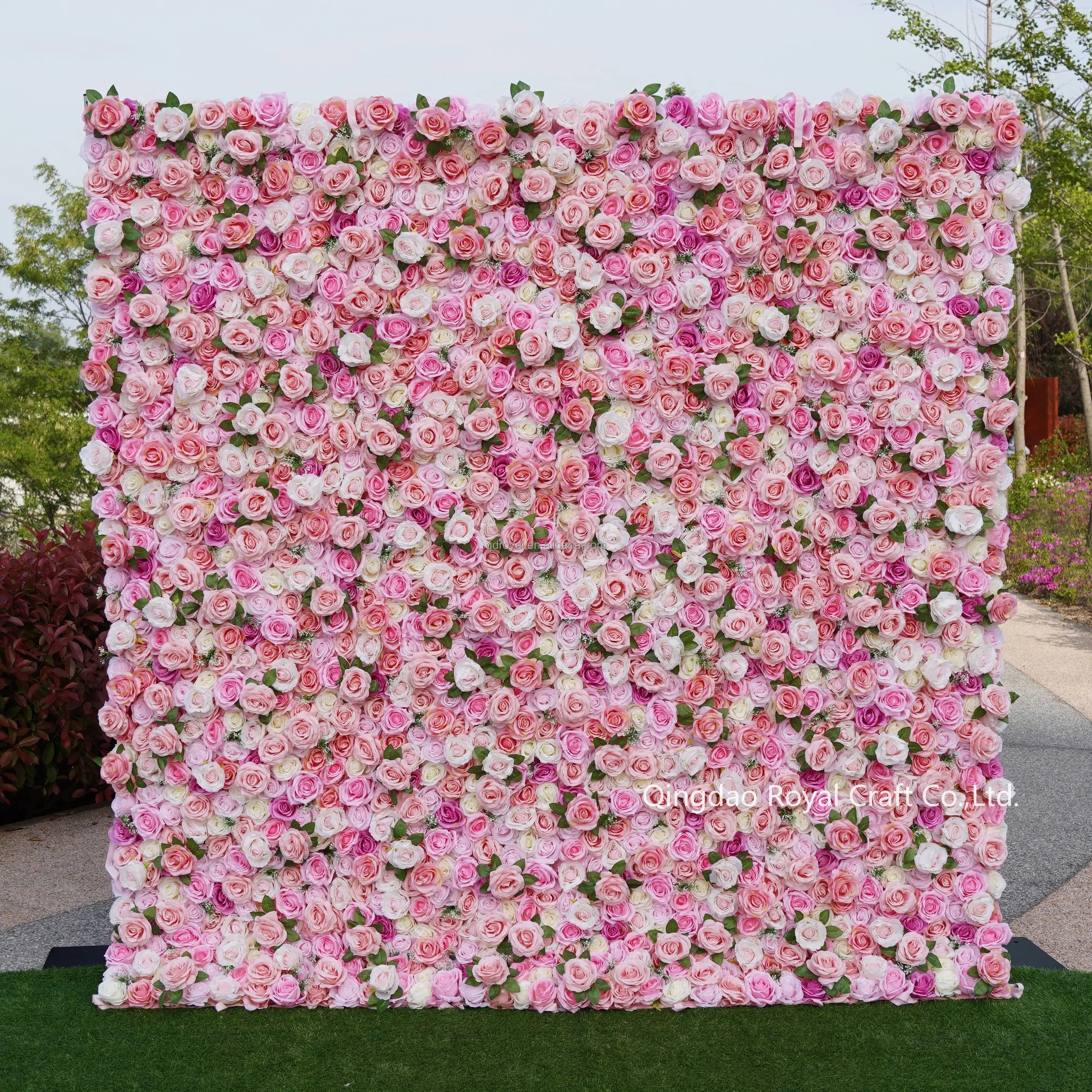 3D  Wedding Cloth Flower Wall  Artificial Flower Panels Decorative Flowers Backdrop for Wall