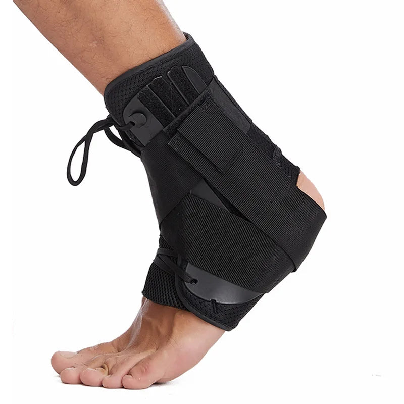 Melenlt Pressurized Lace-up Ankle Support Brace Adjustable Strap Anti-Sprain Protector for Running Basketball Sports