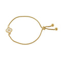 Stainless Steel Jewelry 26 Initial Shell Letters Four Leaf Clover Charm Bracelet 18k Gold Plated Non Tarnish Waterproof Classic