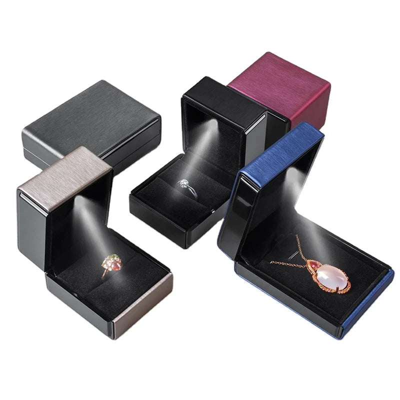 Creative Vintage Style Leather Jewelry Box with LED Light for Rings Necklaces Bracelets Travel-friendly Storage Packaging