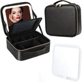 Makeup Bag with Light up Detachable Mirror 3 Color Scenarios Adjustable Brightness Cosmetic Organizer Storage Waterproof