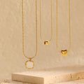 High End 18K Gold Plated Round Bead Pendant Necklace INS Style Stainless Steel Love Heart-shaped Choker Necklace for Women