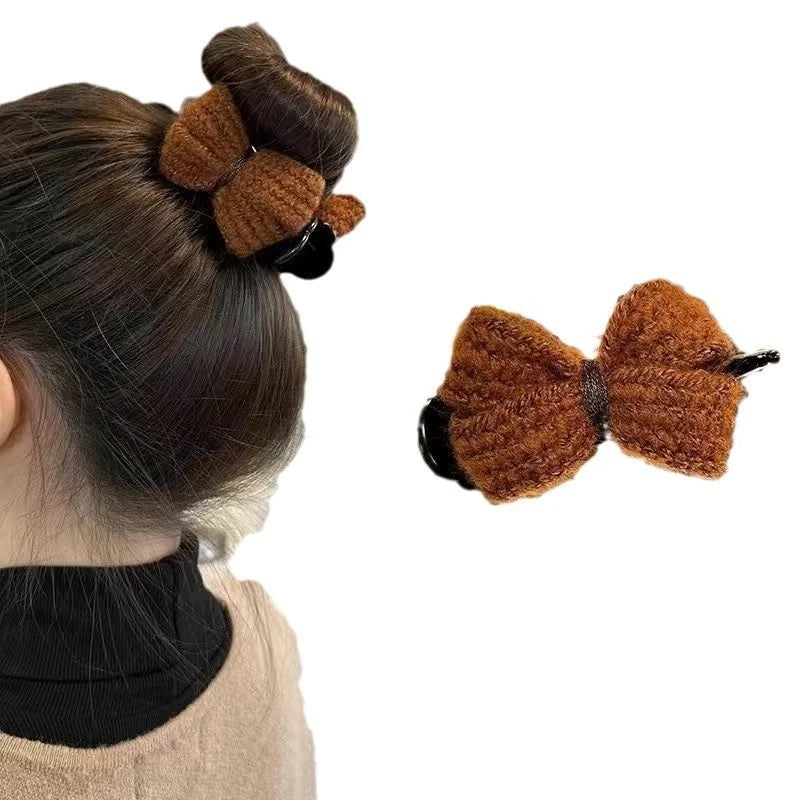 Big 8cm Ponytail Holder Handmade Hair Clamps Jaw Fashion Hair Accessories Braid Fabric Claws Clips Ribbon Crochet Bow Hair Claw