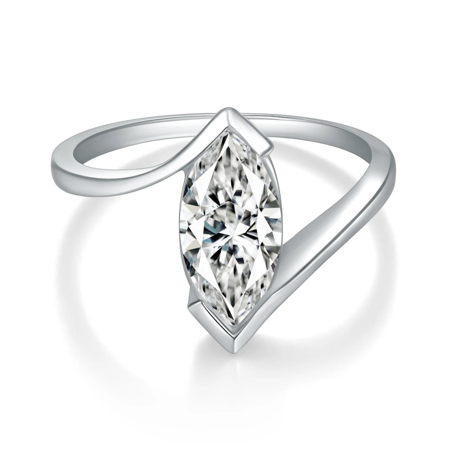 New Arrival 925 Silver Marquise Cut 1Ct White Moissanite Band Ring Marquise Cut Moissanite Diamond Ring