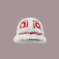 Women Winter Furry Crochet Bucket Hat Fashion Knit Faux Fur Trimmed Elastic Cute Warm Cap Soft Warm Fashion Fuzzy Plush Hats