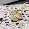 Romantic Magnetic Folding Heart Necklace Four Leaf Clover Pendant Stainless Steel Chains for Women Girls Daily Accessories Gifts