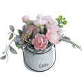 15cm Hydrangea Silk Artificial Flower Decor with Small Ceramic Flower Pots for Home Wedding Desktop
