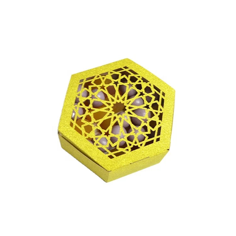 Arabic Design Hexagon Shape Laser Cut Ramadan Eid Mubarak Candy Box
