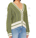 2026 OEM ODM Factory Wholesale Custom Casual Long Sleeve Color Block Ladies Cable Knit Cardigan Sweater for Women