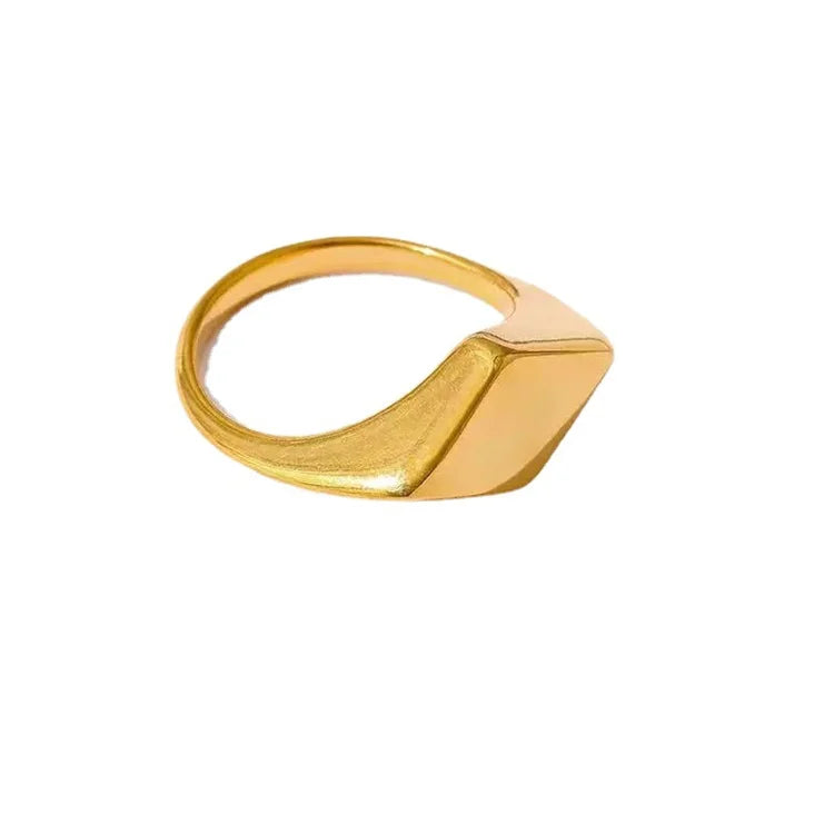 18K Gold Plated Geometric Stainless Steel Finger Ring Women Gold Rings Jewelry for Gift