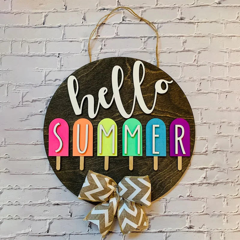 Summer Popsicle Wooden Door Sign  Foreign Trade Summer Wooden Crafts Hanging Sign Home Hangings