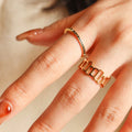 Chris April Fashion Jewelry 316L Stainless Steel PVD 18K Gold Plated Hollow Uneven Levels Ring for Women