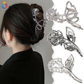 QIYUE Metal Rose Hairpin Disc Hair Grab Clip High-end Shark Clip Hair Accessories
