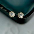 14k Gold Plated Sun Shape Jewelry 925 Sterling Silver Cubic Zirconia Mini Stud Earring for Women