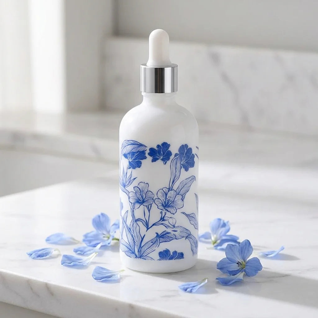 2026 Luxury 10ml 15ml 30ml 50ml 100ml Essential Oil Skin Care Massage Oil White Porcelain Opal Ceramic Bottle with Dropper