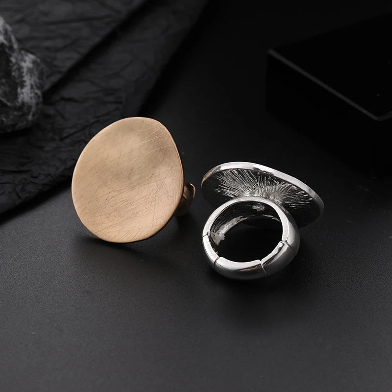 TongLing European Large Brushed Surface Gold Plated Rings Round Knuckle Elastic Rings for Women Girl