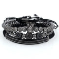 2026 CZ Micro Pave Ball Crown Braided Beaded Adjustable Stainless Steel Charm Jewelry Bracelets for Men