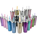Custom Glitter Fabric Insert Tumbler Double Wall Plastic Eco Friendly 24 oz Acrylic Sequins Water Cup Lid Straw 6-12hr Thermal
