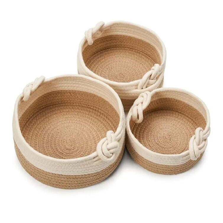 3pcs Cotton Rope Basket Gift Woven Cotton Rope Baskets for  Toys Basket Kids Storage