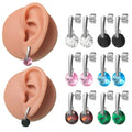 PAIR Surgical Steel Curved Big Zircon Helix Stud Earring Cartilage Piercing Tragus Stud Dangle Ear Lobe Wedding Gift