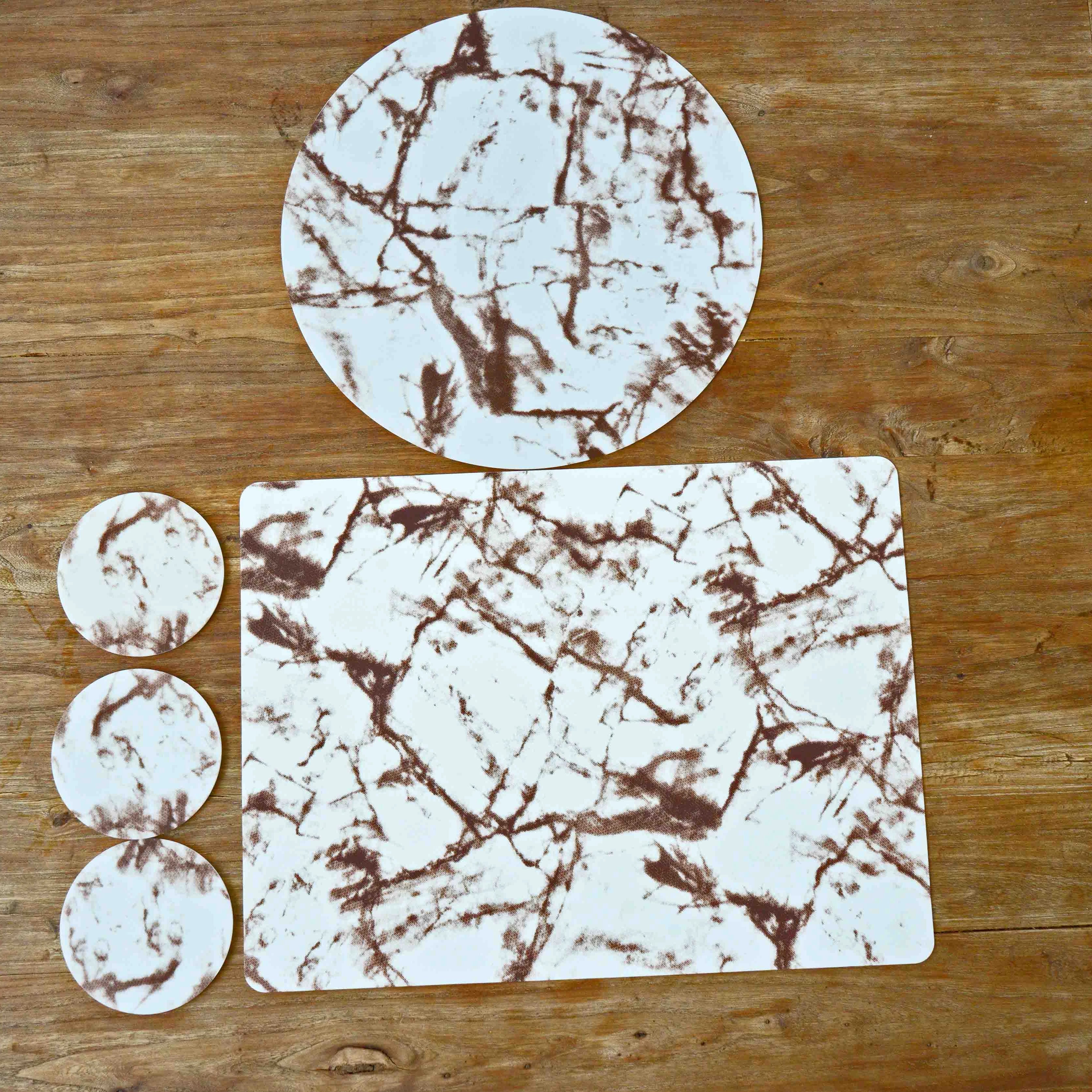 New Food Grade Silicone Placemats 3-Piece Set 3D Printed Rectangular Placemats Round Placemats and Coasters