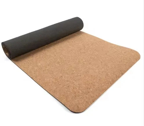 Wholesale Organic Cork TPE Rubber Mat Eco-friendly Non slip Portable Custom logo Cork Yoga Mat