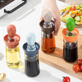 180ML Minimalist Kitchen BBQ Glass Bottle Silicone Basting Brush Food Use Plastic Vinegar Olive Oil Dispenser for Parties Carton