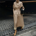 Wholesale 2026 Autumn Mid Length Korean Edition New Standing Neck Slim Fit Waist Long Sleeve Lace up Women's Trench Coats