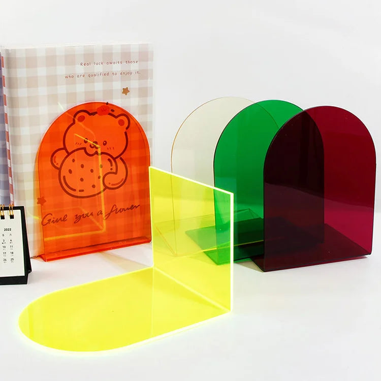 Popular L Shaped Acrylic Modern Multi-Functional Decorative Bookends Bookrack Creative Book Stand Desktop Organizer Colorful