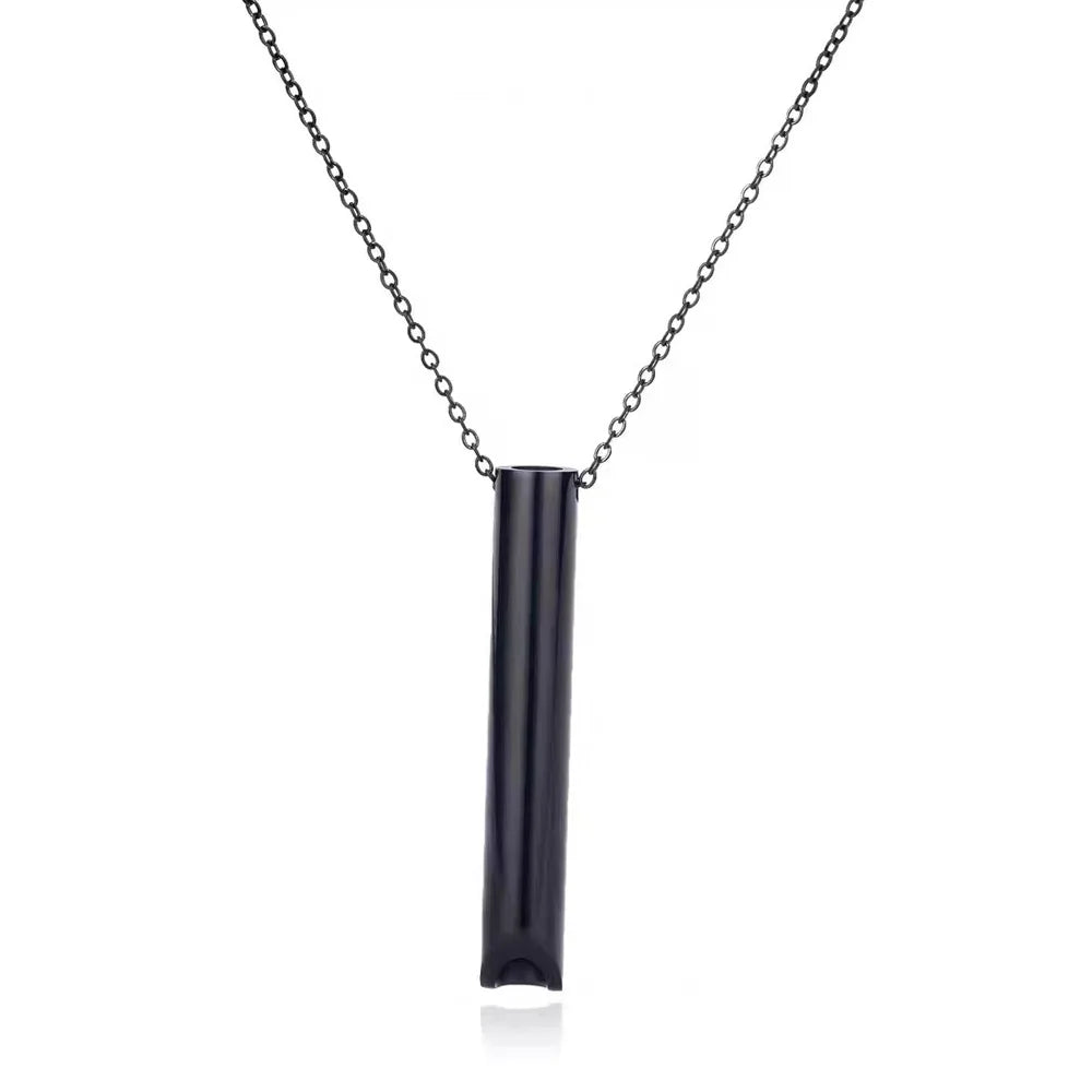 Stainless Steel Positive Breathing Necklace Stereo Whistle Meditation Stress Reduction Pendant Jewelry Wholesale