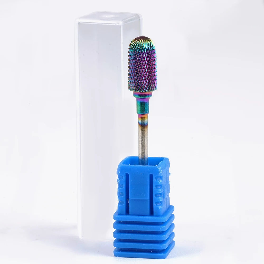 6.6mm Manicure Carbide Milling Cutter Hard Gel Polish Rainbow Coating Teeth Electric Tungsten Efile Bits for Nails