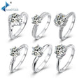 Trendy White Gold Plated 925 Sterling Silver Moissanite Engagement Ring - 1ct 6.5mm Modern Cut Luxury Wedding Band for Women