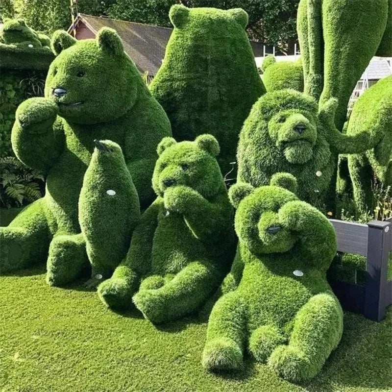 Customized Outdoor Theme Garden Large Plastic Artificial Grass Topiary Plants Hand-made Green