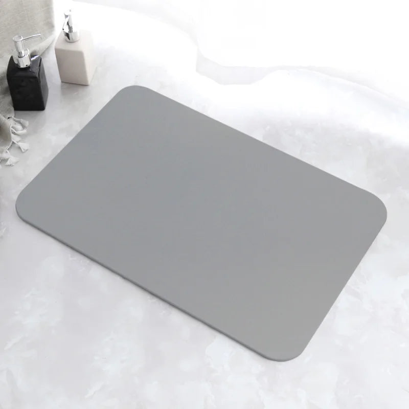 New Luxury Modern Design Eco Friendly Solid Super Absorbent Fast Dry 9mm Thick Diatomaceous Earth Rubber Backed Bath Mat
