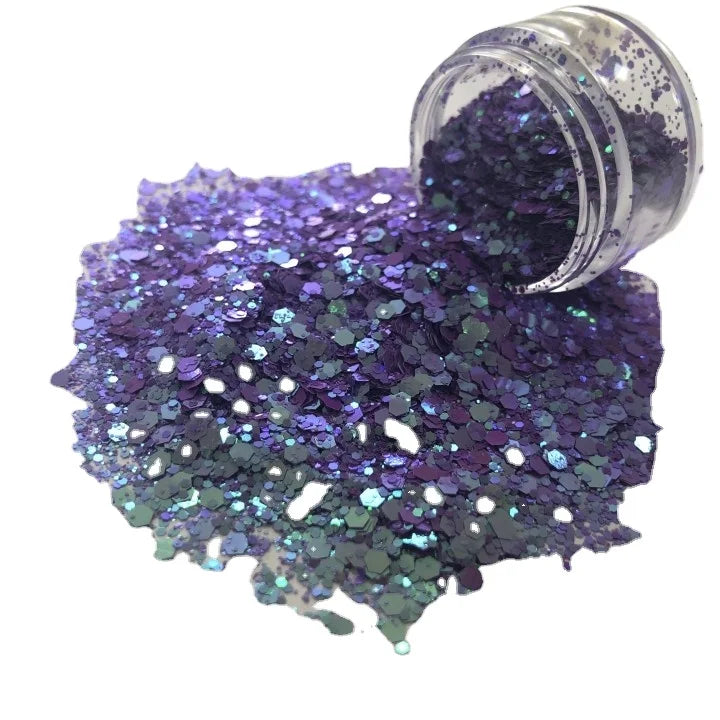 Xucai Fine Glitter Wholesale Christmas Style Bulk Holographic Glitter Mixed Chunky Polyester Powder Promotional Party Supplies