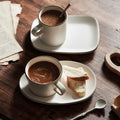 Solhui Japanese Ceramic Coffee Cup & Irregular Tray Vintage Coffee Mugs and Coasters