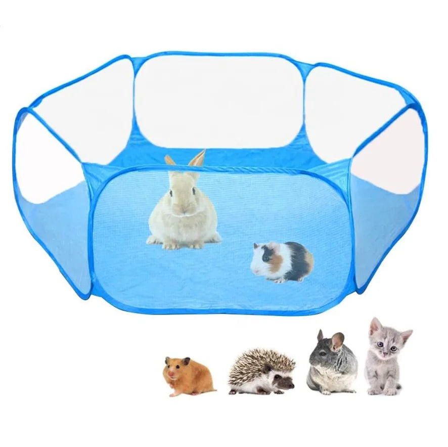 Breathable Transparent Pet Playpen Pop Open Small Animal Playpen Portable Yard Fence for Guinea Pig Rabbits Hamster